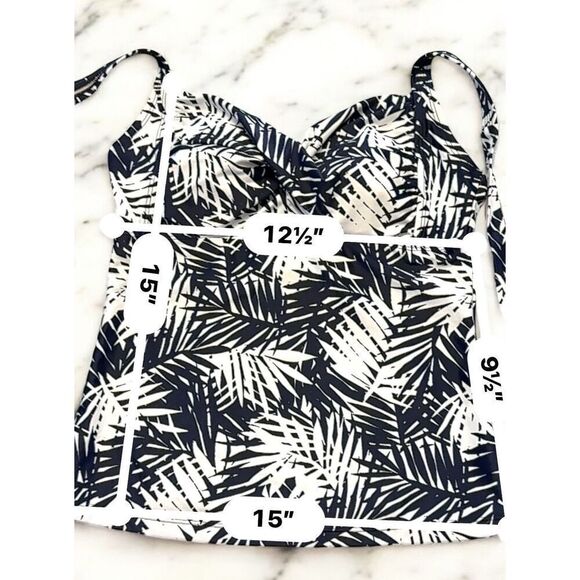 GAP TANKINI Halter Swimsuit TOP ONLY Sz Small DARK Blue/Black White Fast Ship - Picture 11 of 16